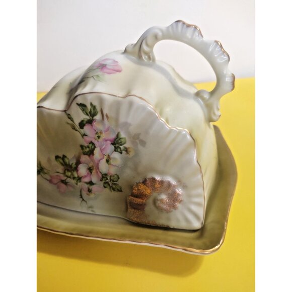Vintage Nippon hand-painted porcelain covered cheese dish - Picture 6 of 10